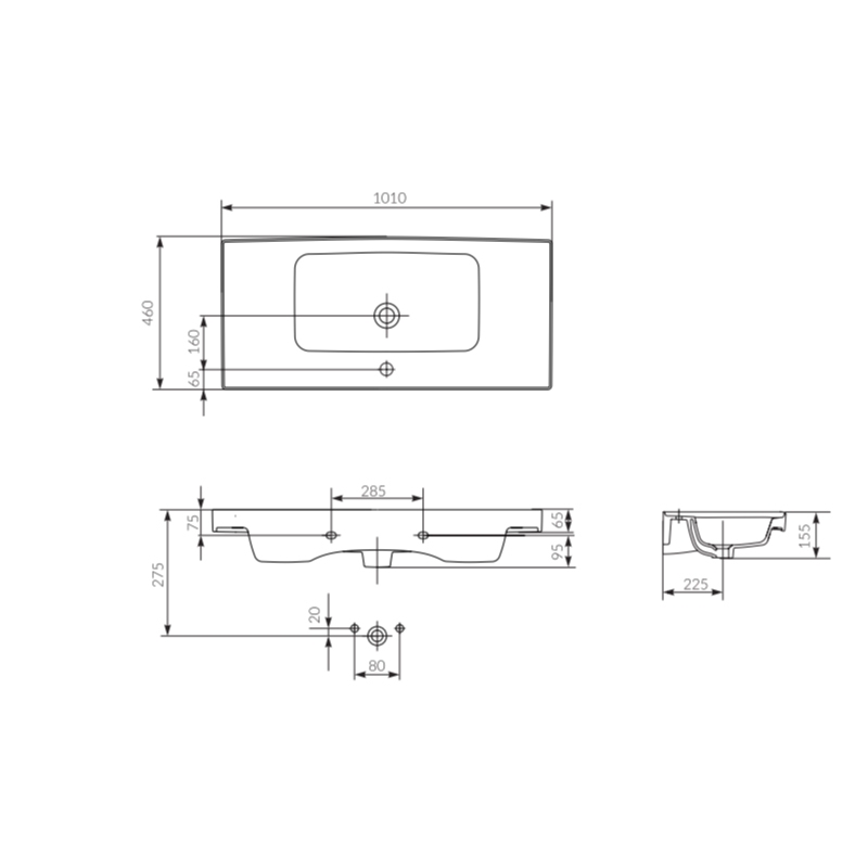 Lavoar pentru mobilier,Cersanit, Crea, 100 cm, alb